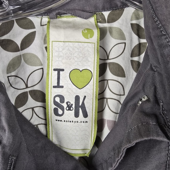 Soia & Kyo Gray Double Breasted Trench Coat Jacket Women's Large Belted Flared - Picture 3 of 9